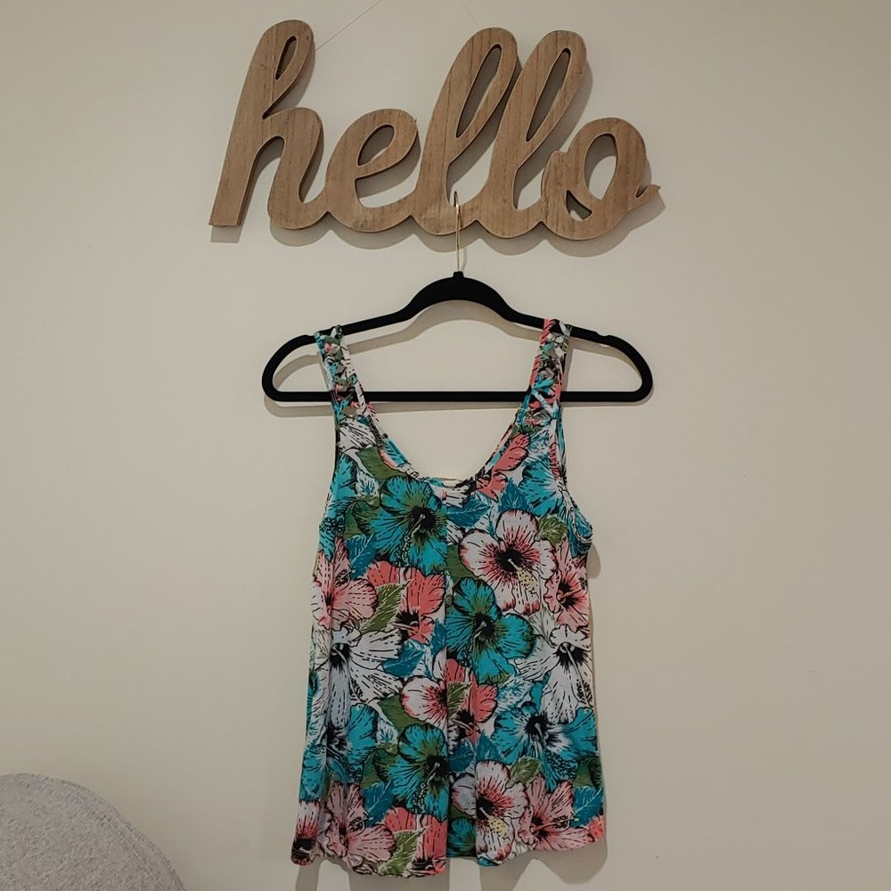 Floral H&M Lattice Strap Tank (S)
